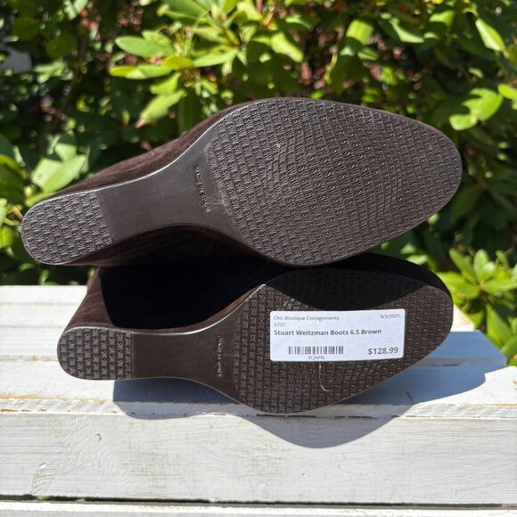 Stuart Weitzman Molten Wedge Boots in Cola Suede - Size 6.5 - Picture 9 of 9